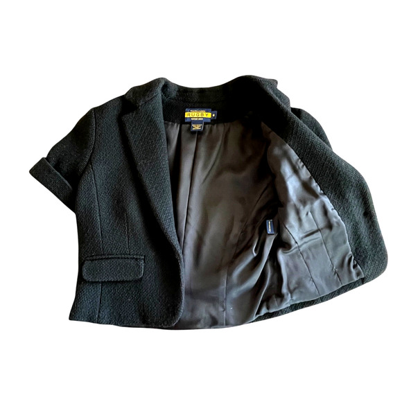 RALPH LAUREN RUGBY Women's Size 6 Black Wool Short Sleeve Lined Cropped Jacket - Picture 2 of 5